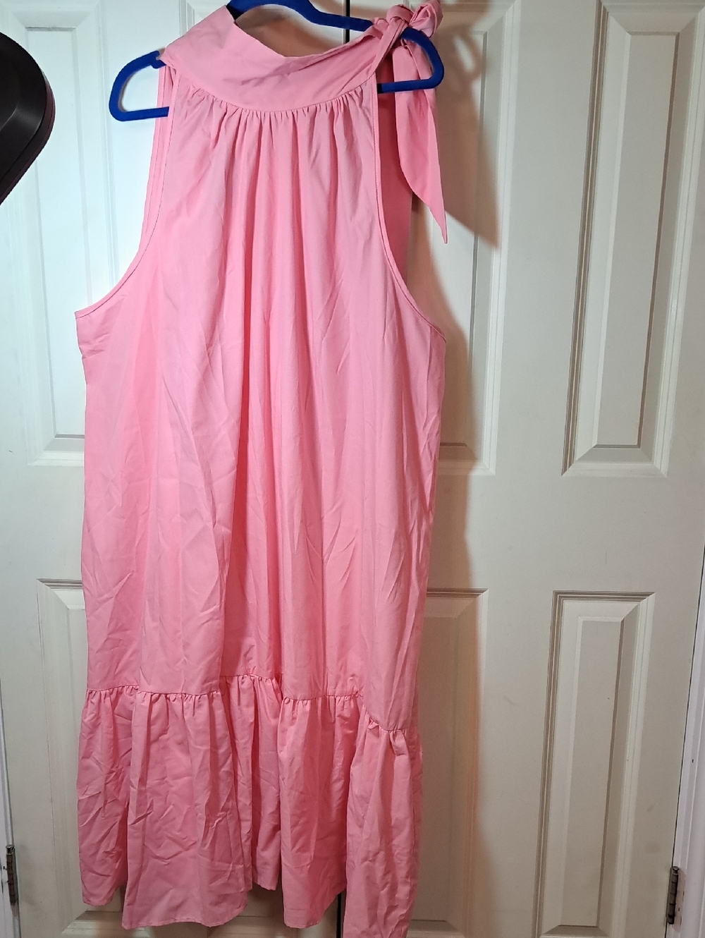 NWT Ashley Stewart Pink Tie-Neck Ruffle Dress